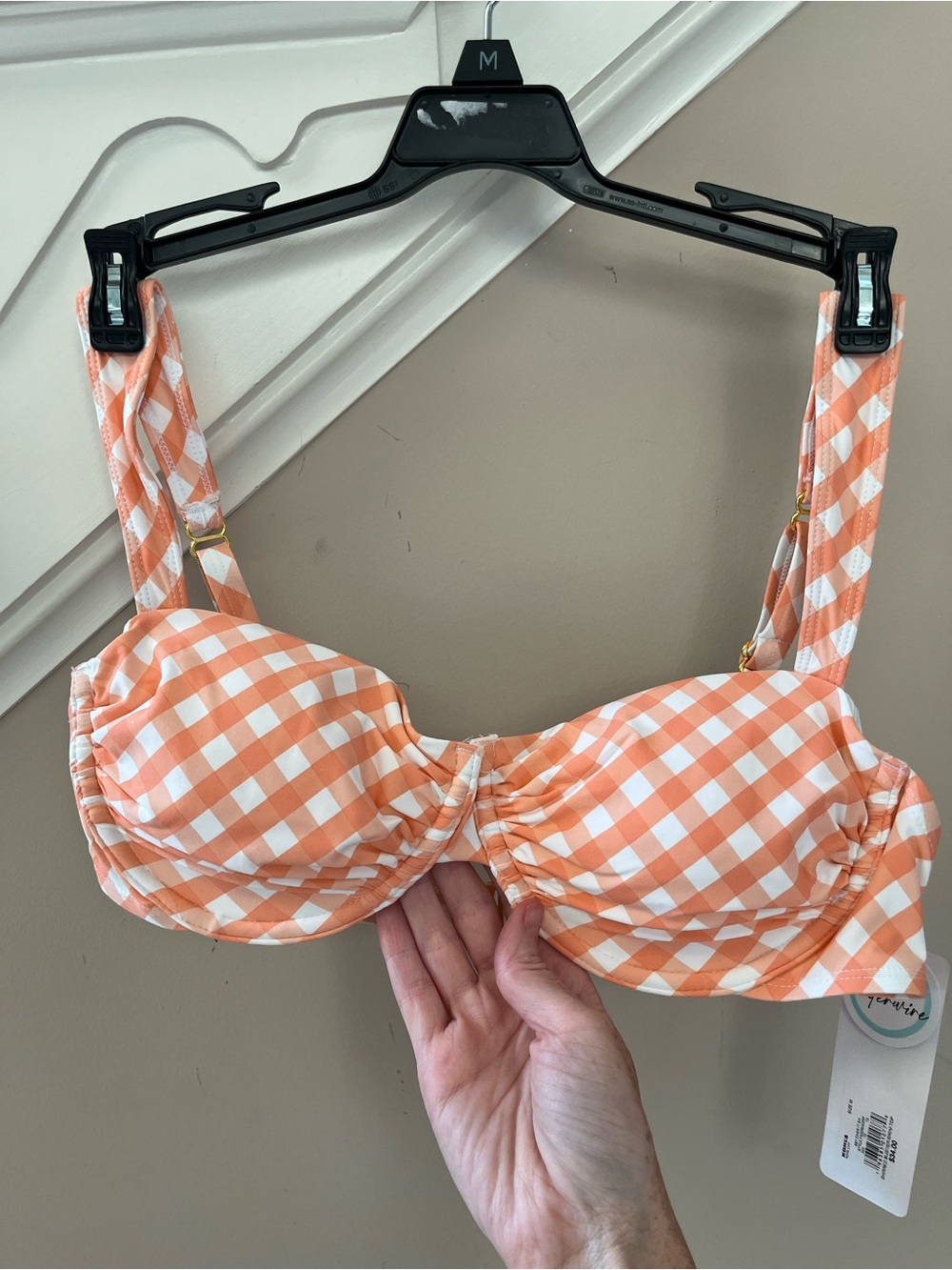 Orange 🍊 Gingham Underwire Bikini Top - Women Swim